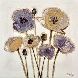 Mixed Poppies IV by Chloe Nugent - Original Glazed Mixed Media on Board sized 20x20 inches. Available from Whitewall Galleries